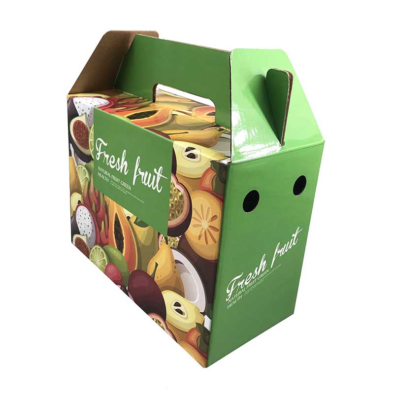 Lipack High-Quality Fruits and Vegetables Corrugated Paper Box with Die Cut Handle