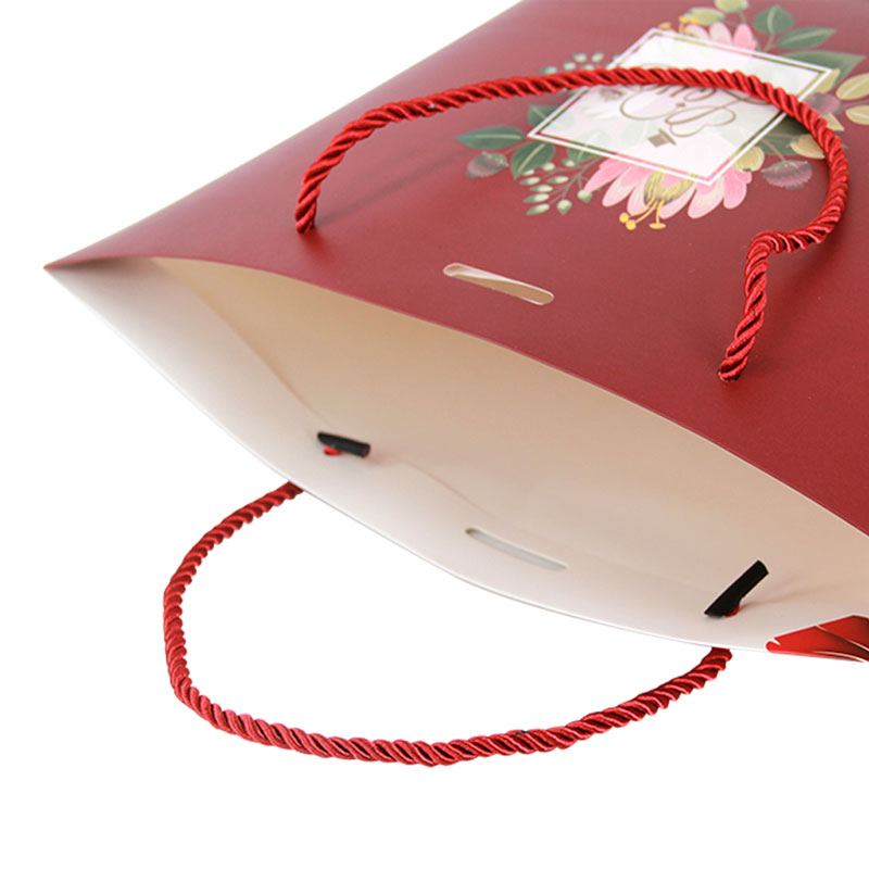 Lipack Custom Size Red and White Boat Shape Luxury Paper Bag with Twist Handle