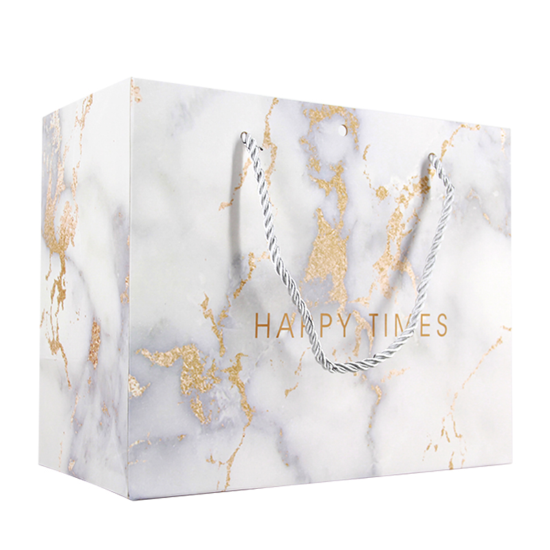 Lipack Marble Effect Boutique Paper Bag with Your Logo for Packaging