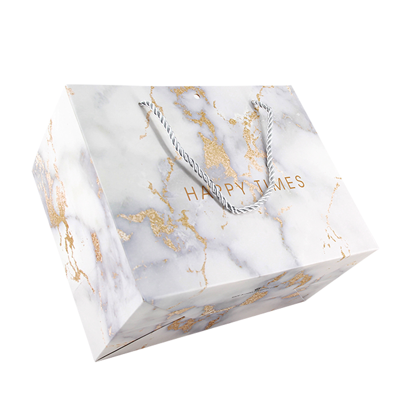 Lipack Marble Effect Boutique Paper Bag with Your Logo for Packaging